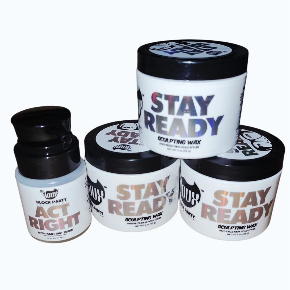 The Doux Block Party Stay Ready Sculpting Wax 4oz x3 + Act Right Serum 2oz Lot